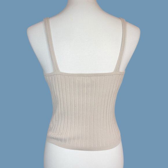 H&M Ribbed V Neck Tank Taupe Medium - Picture 8 of 11